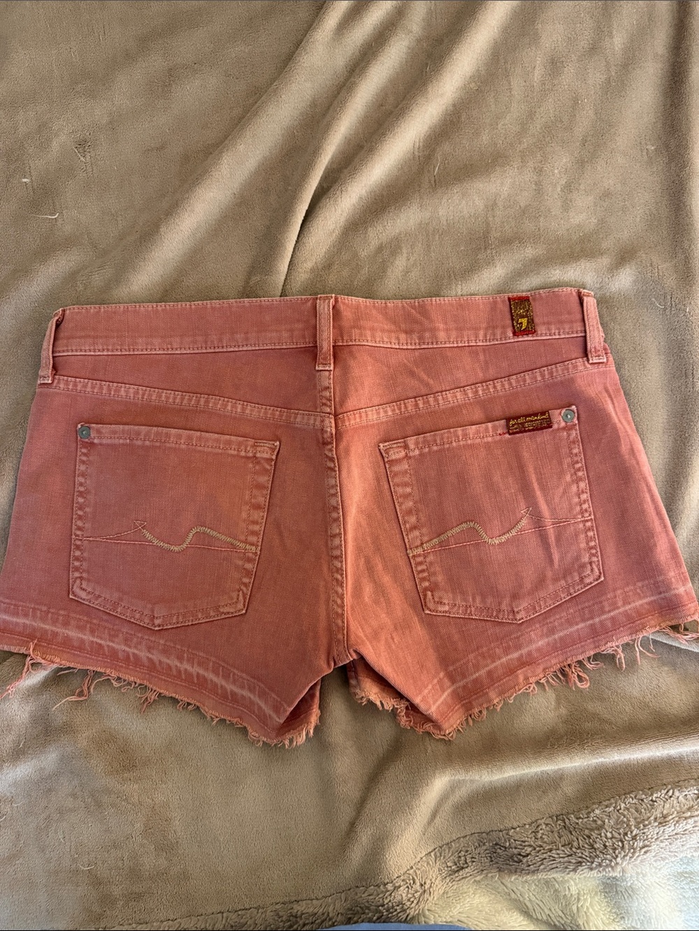 7 For All Mankind Rust Pink Denim Cutoff Shorts